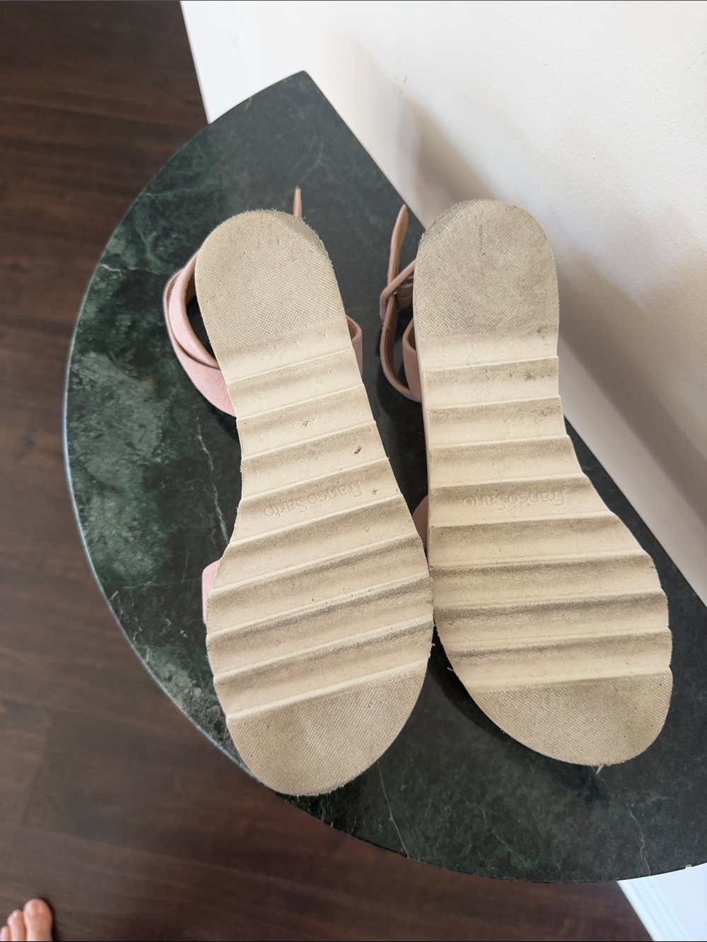 Franco Sarto Blush Pink Suede Ankle-Strap Platform Sandals - Picture 3 of 4